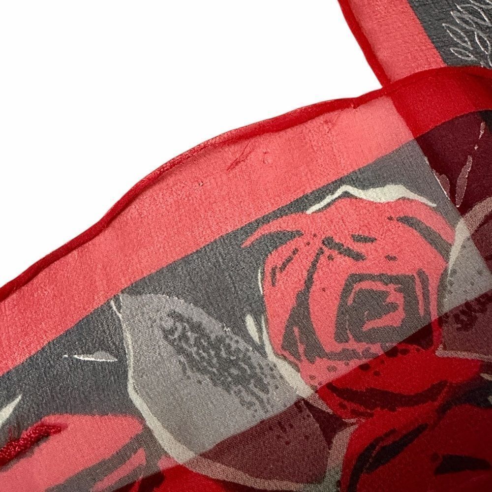 Lulu Guinness Silk Chiffon Scarf London Conture Themed Black Red Sheer 33x33" - Picture 15 of 15